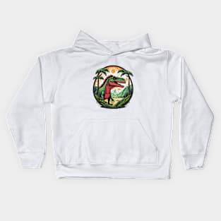 Dinosaur rounded color design Kids Hoodie